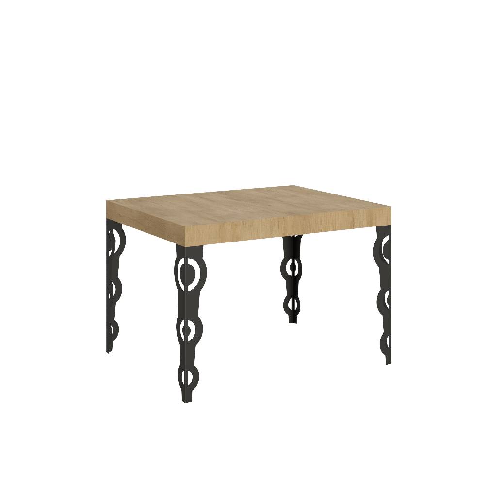 Itamoby Tavolo Karamay Piano Quercia Natura Cm. 80×120 Allungabile Fino A 204 Telaio Antracite
