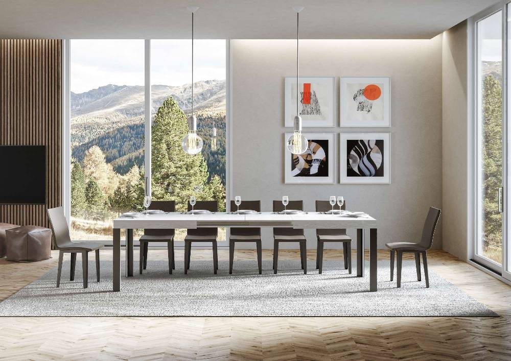 Itamoby Tavolo Linea Allungabile Piano Bianco Frassino 90×180 Allungato 284 Telaio Antracite