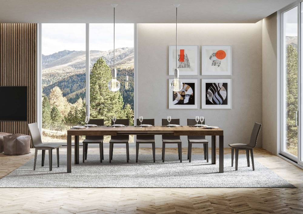 Itamoby Tavolo Linea Allungabile Piano Noce 90×180 Allungato 284 Telaio Antracite