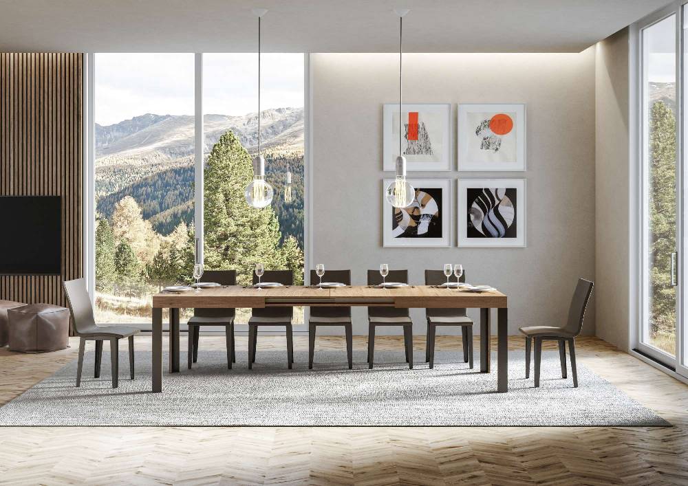 Itamoby Tavolo Linea Allungabile Piano Quercia Natura 90×160 Allungato 264 Telaio Antracite