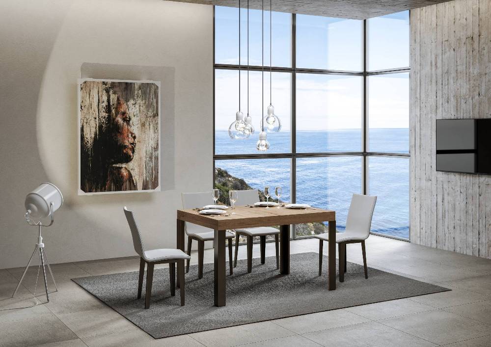 Itamoby Tavolo Linea Allungabile Piano Quercia Natura 90×130 Allungato 234 Telaio Antracite