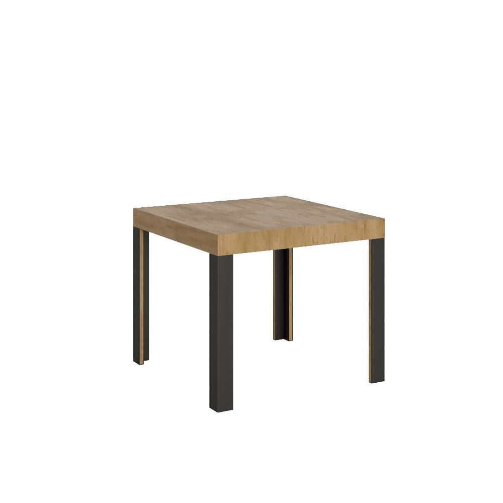 Itamoby Tavolo Linea Allungabile piano Quercia Natura 90×90 Allungato 246 telaio Antracite