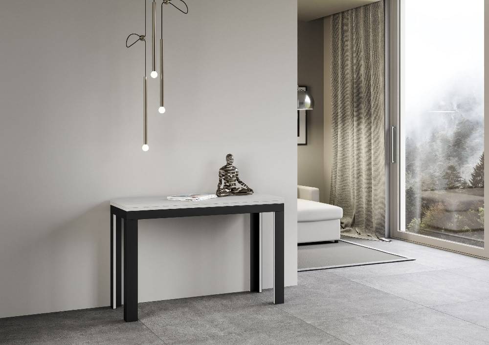 Itamoby Tavolo Linea Double Bianco Frassino 120×45 Aperto 120×90 Gambe/telaio Antracite