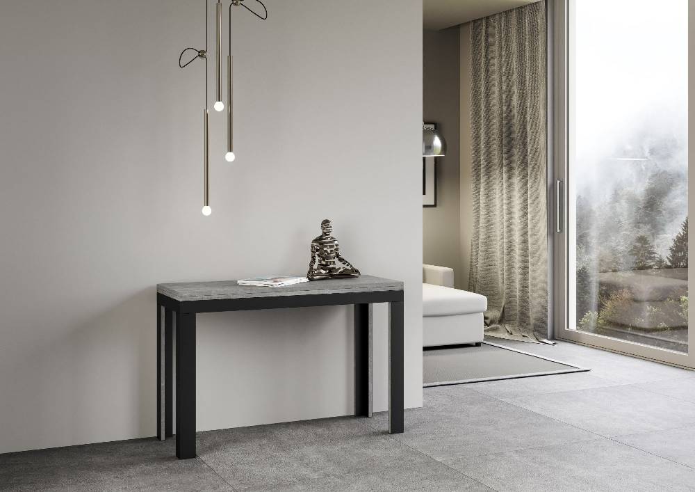 Itamoby Tavolo Linea Double Cemento 120×45 Aperto 120×90 Gambe/telaio Antracite