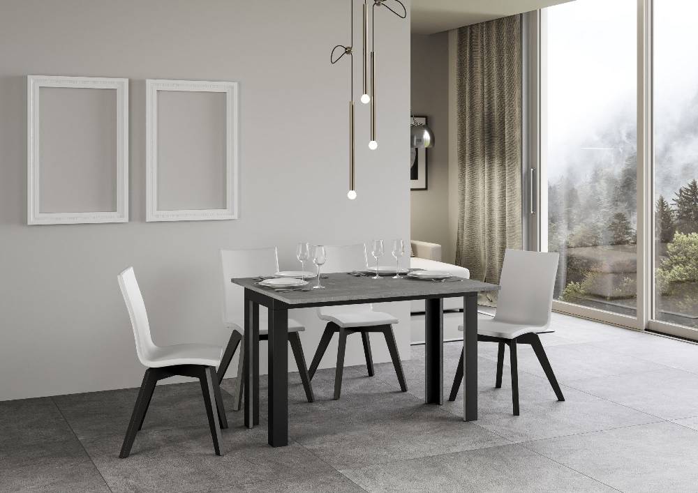Itamoby Tavolo Linea Double Cemento 120×45 Aperto/Allungato 120×90/200×90 Gambe/telaio Antracite