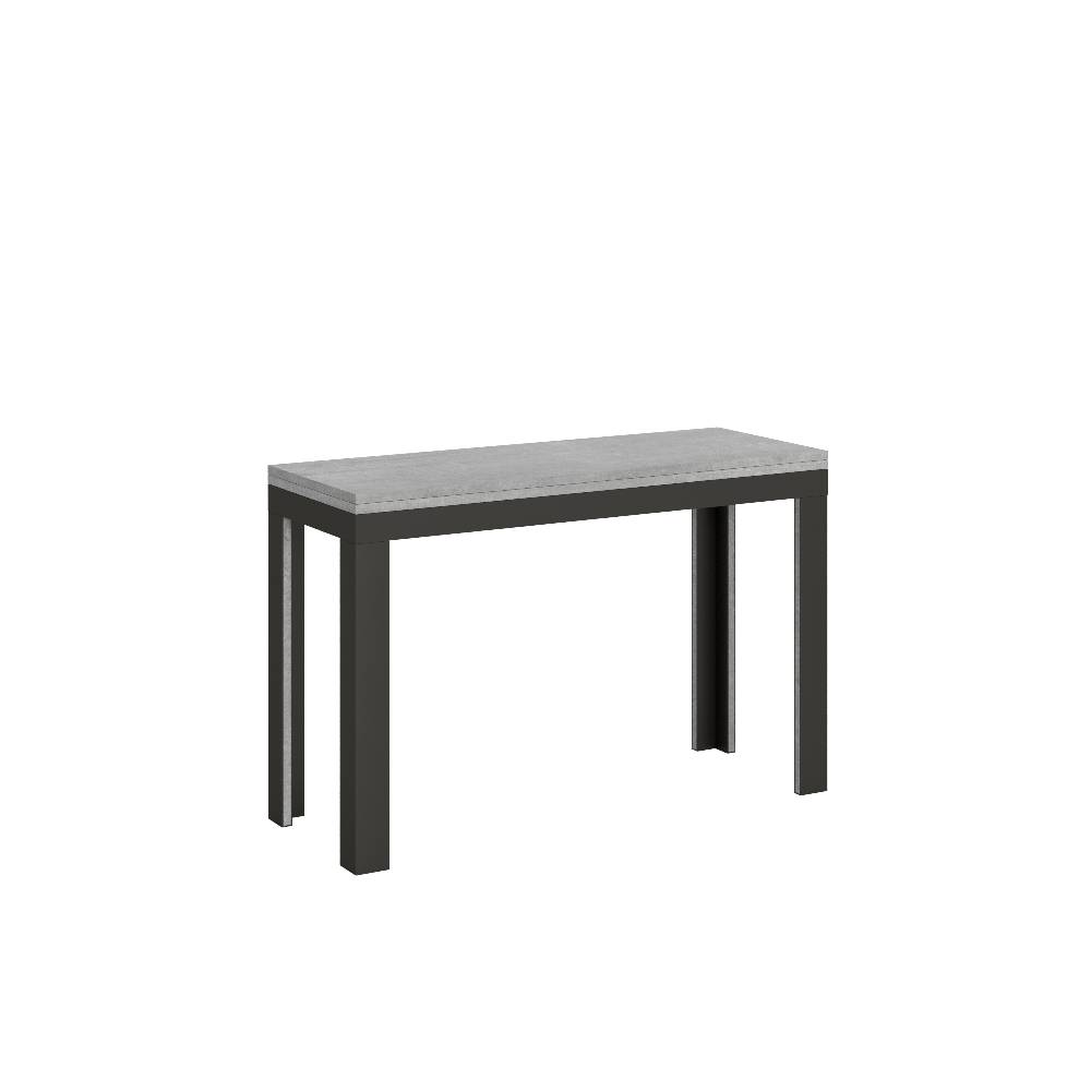 Itamoby Tavolo Linea Double Cemento 120×45 aperto/Allungato 120×90/200×90 gambe/telaio Antracite