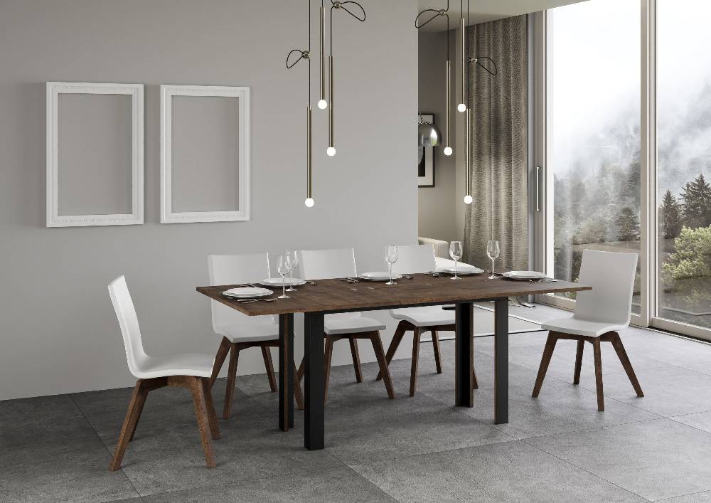 Itamoby Tavolo Linea Double Noce 120×45 Aperto/Allungato 120×90/200×90 Gambe/telaio Antracite