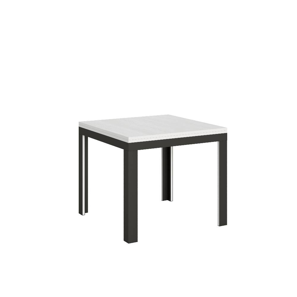 Itamoby Tavolo Linea Libra Bianco Frassino 90×90 Allungato 90×180 telaio Antracite