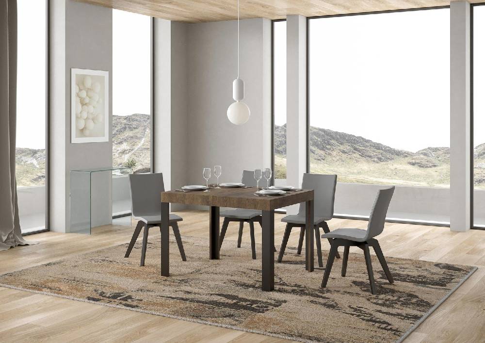 Itamoby Tavolo Linea Piano Noce Cm. 70×110 Allungabile Fino A 194 Telaio Antracite