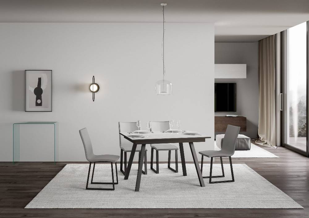 Itamoby Tavolo Mirhi Piano Bianco Frassino 90×120 + 60 Telaio Antracite