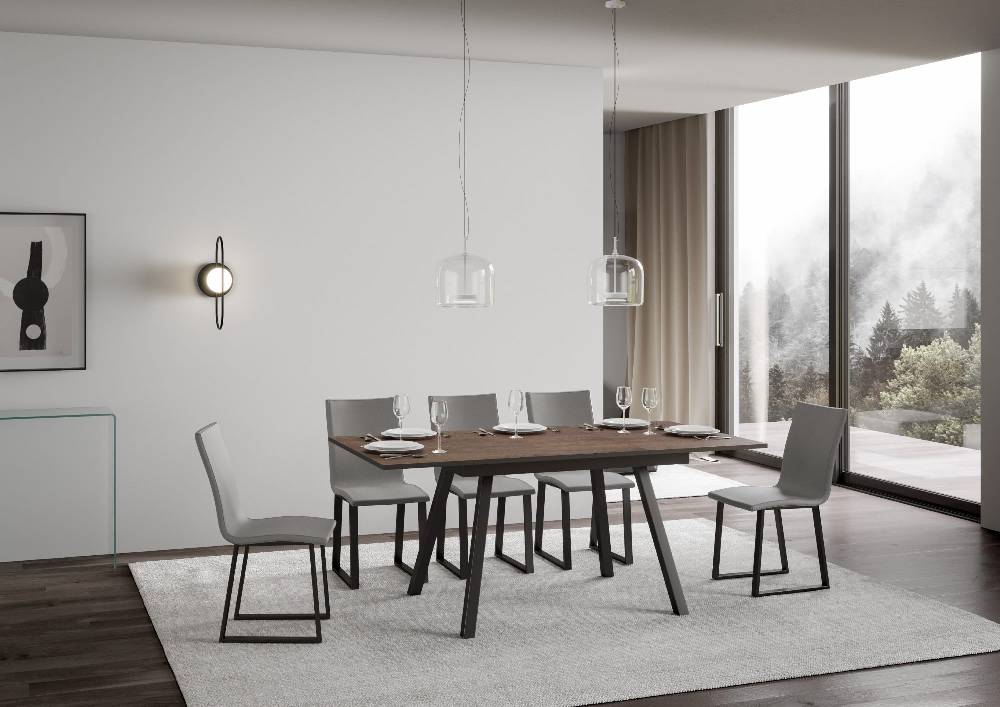 Itamoby Tavolo Mirhi Piano Noce 90×120 + 60 Telaio Antracite