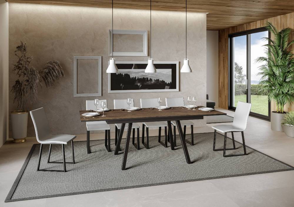 Itamoby Tavolo Mirhi Piano Noce 90×160 + 60 Telaio Antracite