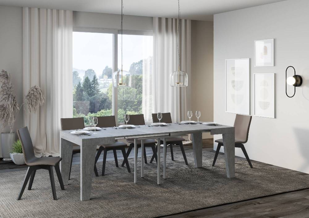 Itamoby Tavolo Naxy Allungabile Cemento 90×90 Allungato 246