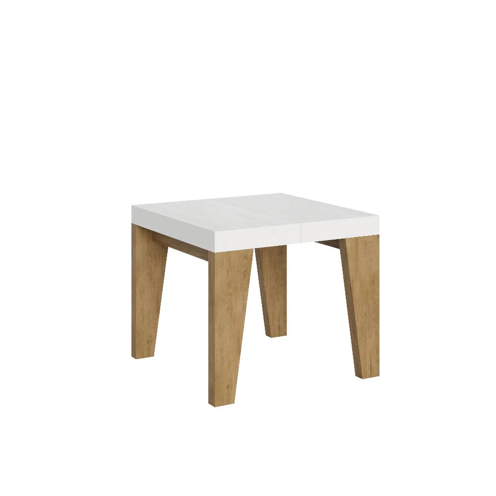 Itamoby Tavolo Naxy Mix Allungabile Piano Bianco Frassino Gambe Quercia Natura 90×90 Allungato 246