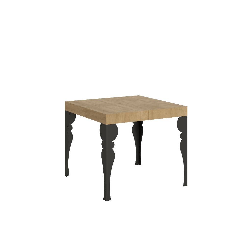 Itamoby Tavolo Paxon Allungabile piano Quercia Natura 90×90 Allungato 246 telaio Antracite