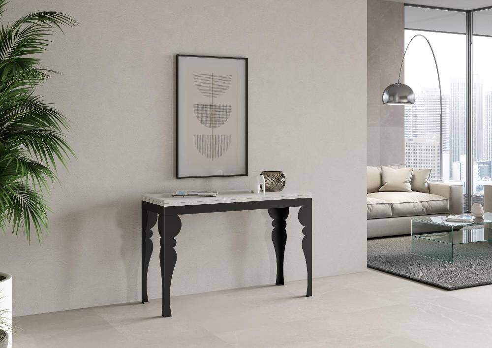 Itamoby Tavolo Paxon Double Bianco Frassino 120×45 Aperto 120×90 Gambe/telaio Antracite