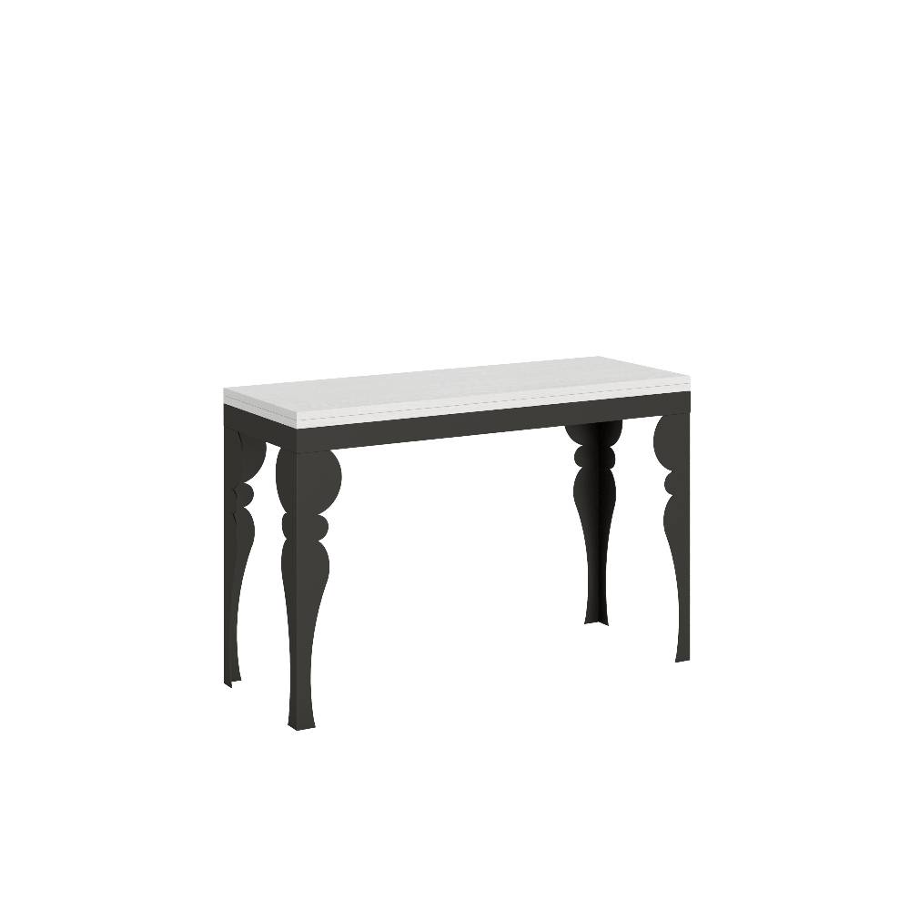 Itamoby Tavolo Paxon Double Bianco Frassino 120×45 aperto/Allungato 120×90/200×90 gambe/telaio Antracite