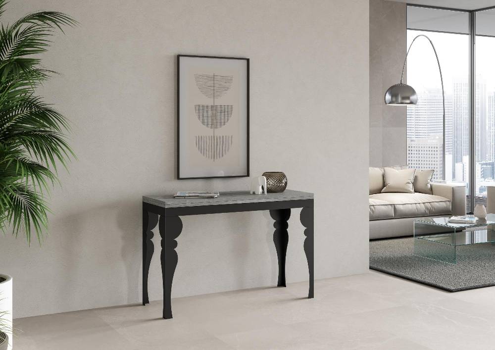 Itamoby Tavolo Paxon Double Cemento 120×45 Aperto 120×90 Gambe/telaio Antracite