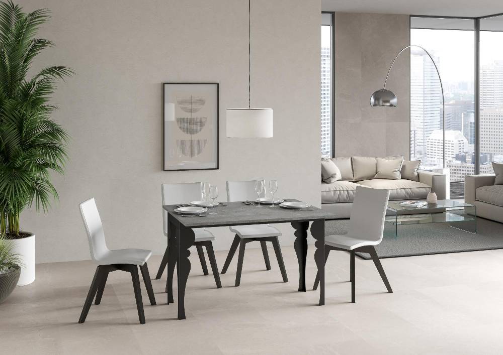 Itamoby Tavolo Paxon Double Cemento 120×45 Aperto 120×90 Gambe/telaio Antracite