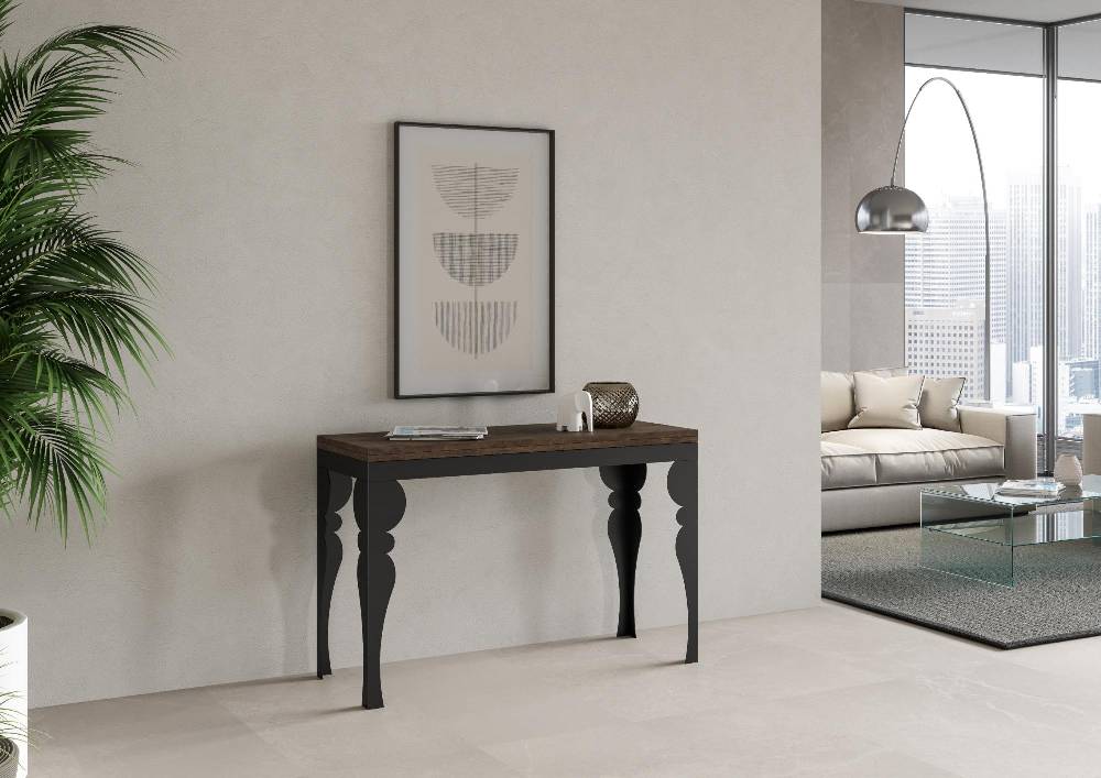 Itamoby Tavolo Paxon Double Noce 120×45 Aperto/Allungato 120×90/200×90 Gambe/telaio Antracite