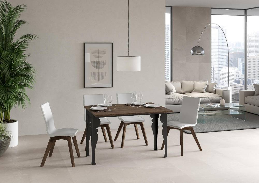 Itamoby Tavolo Paxon Double Noce 120×45 Aperto/Allungato 120×90/200×90 Gambe/telaio Antracite