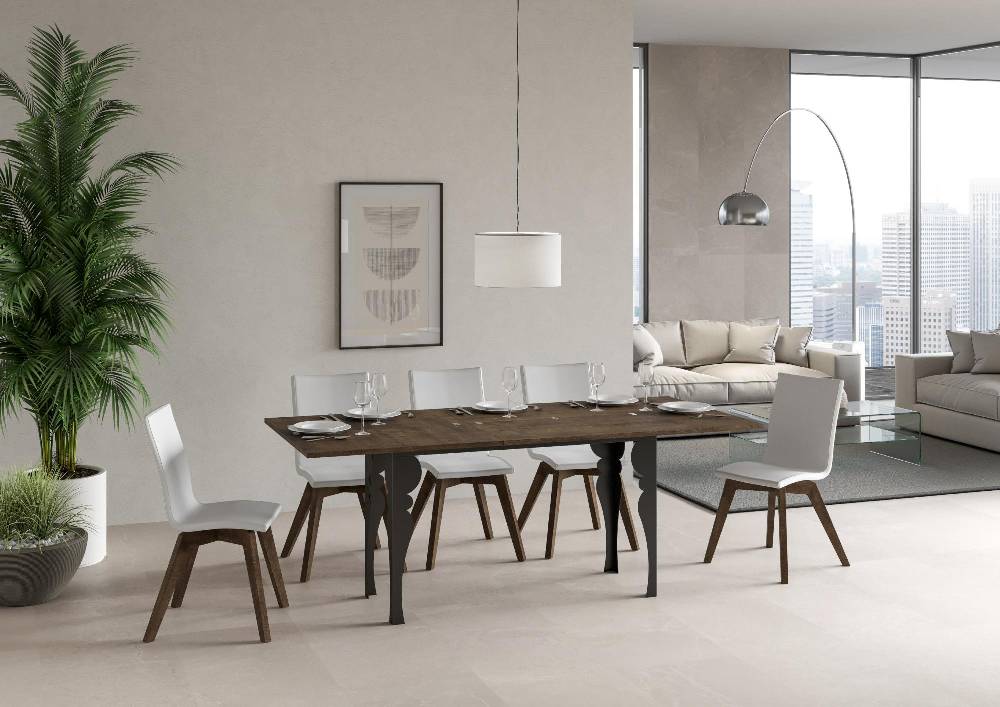 Itamoby Tavolo Paxon Double Noce 120×45 Aperto/Allungato 120×90/200×90 Gambe/telaio Antracite