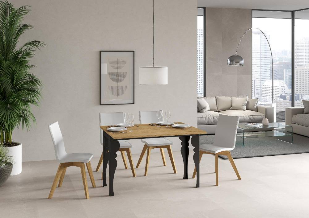 Itamoby Tavolo Paxon Double Quercia Natura 120×45 Aperto/Allungato 120×90/200×90 Gambe/telaio Antracite