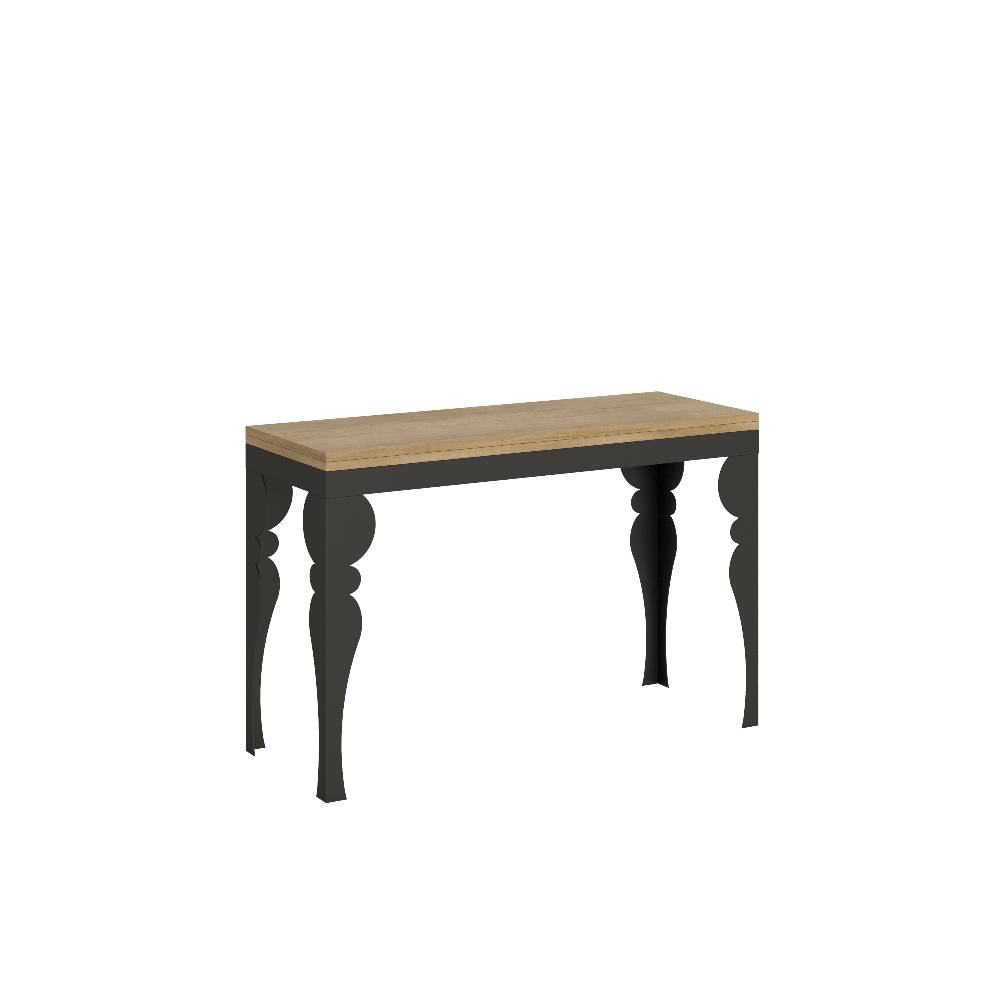Itamoby Tavolo Paxon Double Quercia Natura 120×45 aperto/Allungato 120×90/200×90 gambe/telaio Antracite
