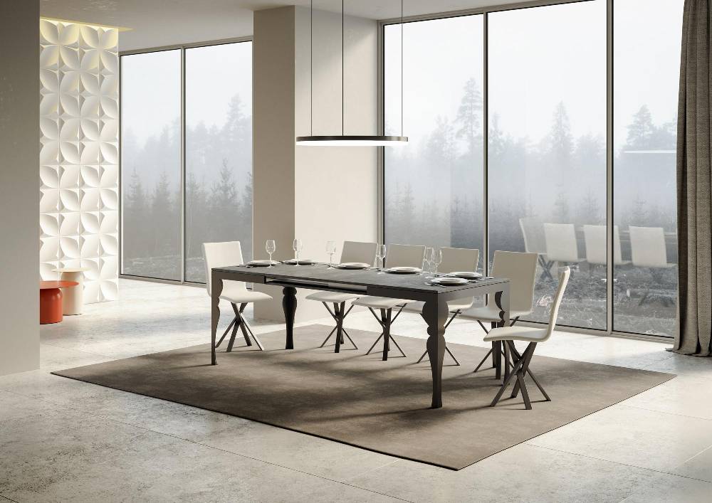 Itamoby Tavolo Paxon Evolution Piano Cemento 90×120 Allungato 380 Telaio Antracite