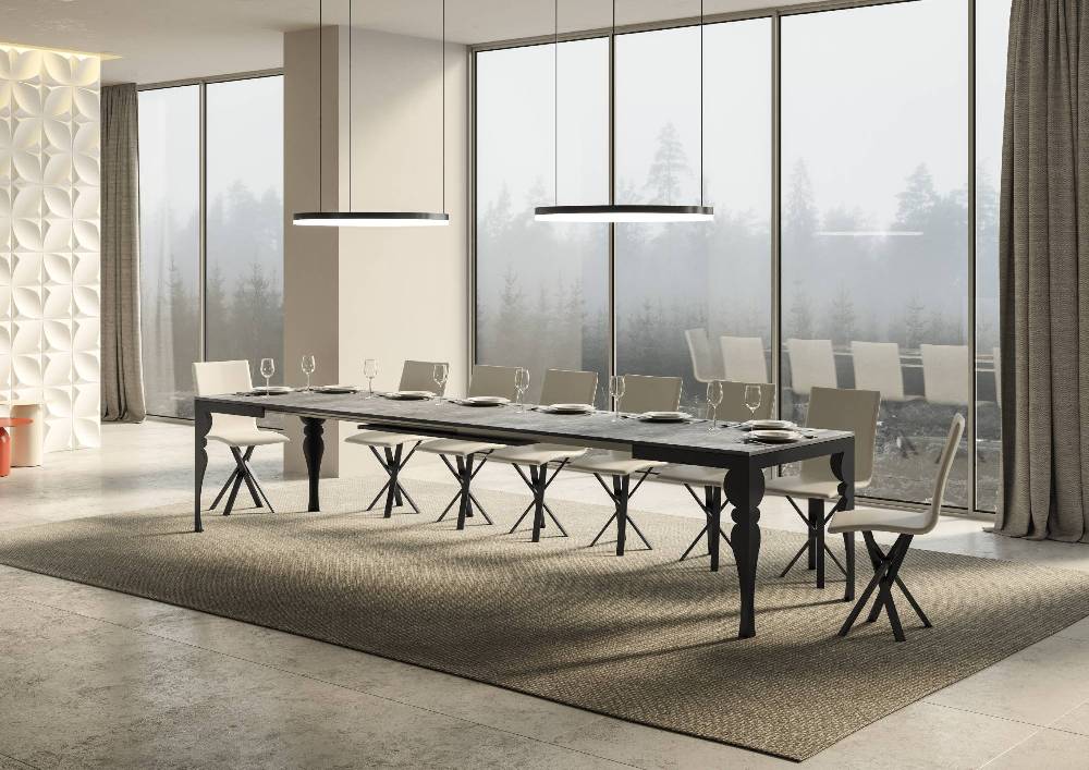 Itamoby Tavolo Paxon Evolution Piano Cemento 90×180 Allungato 440 Telaio Antracite