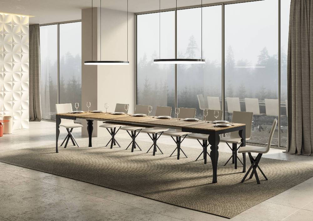 Itamoby Tavolo Paxon Evolution Piano Quercia Natura 90×160 Allungato 420 Telaio Antracite