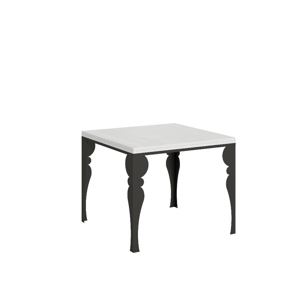 Itamoby Tavolo Paxon Libra Bianco Frassino 90×90 Allungato 90×180 telaio e gambe Antracite