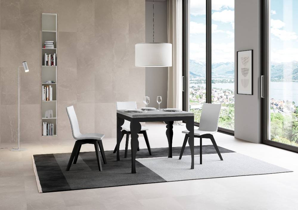 Itamoby Tavolo Paxon Libra Cemento 90×90 Allungato 90×180 Telaio E Gambe Antracite