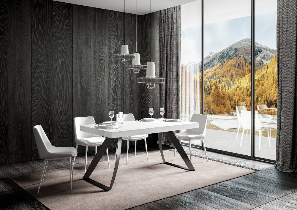 Itamoby Tavolo Proxy Allungabile Piano Bianco Frassino 90×160 Allungato 264 Telaio Antracite