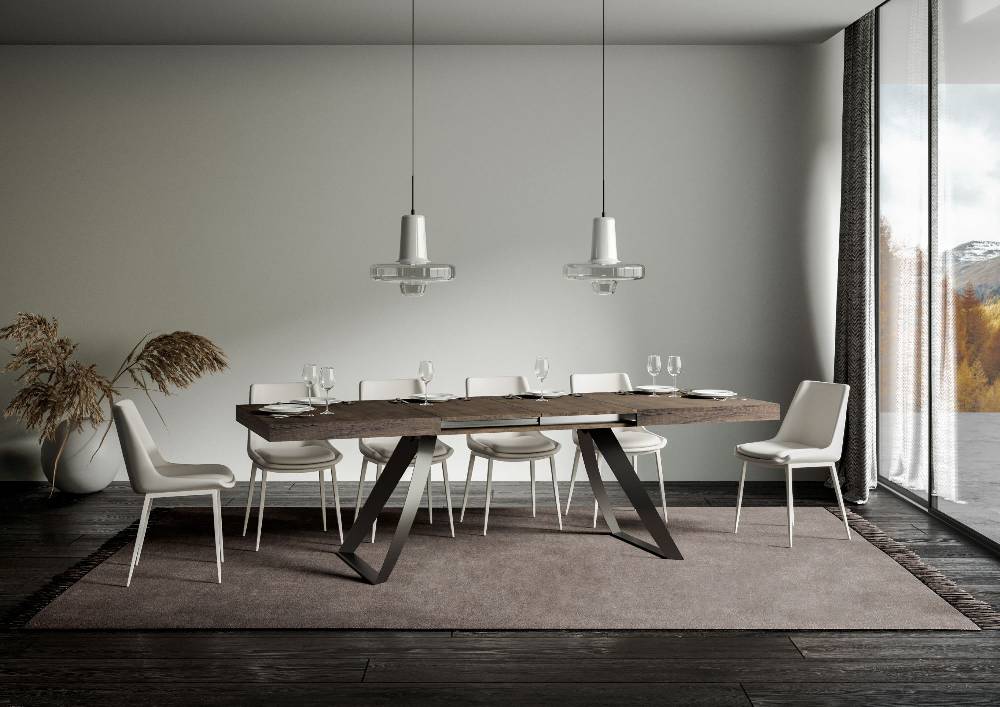 Itamoby Tavolo Proxy Allungabile Piano Noce 90×160 Allungato 264 Telaio Antracite