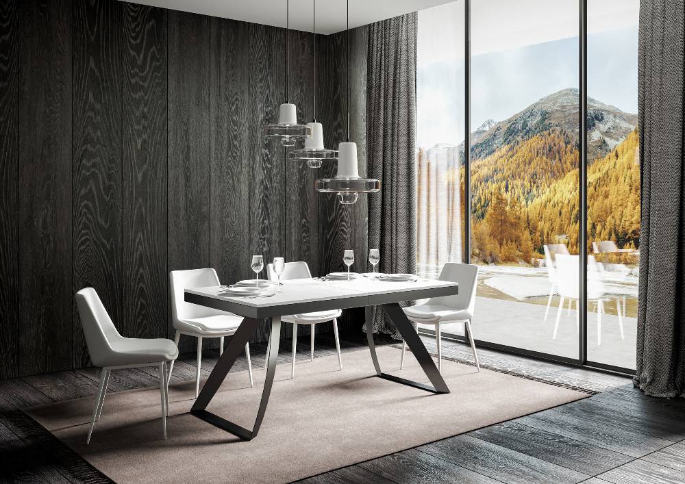 Itamoby Tavolo Proxy Evolution Piano Bianco Frassino 90x180Allungato 284 Telaio Antracite