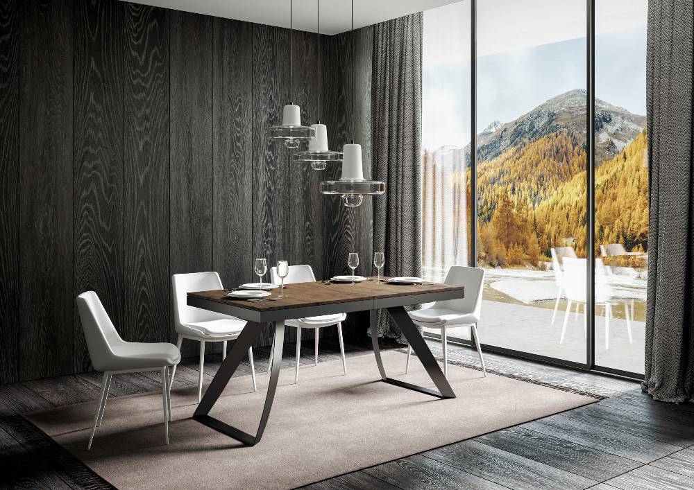 Itamoby Tavolo Proxy Evolution Piano Noce 90×160 Allungato 420 Telaio Antracite