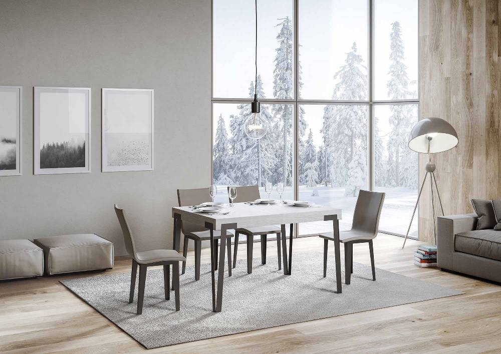 Itamoby Tavolo Rio Allungabile Piano Bianco Frassino 90×130 Allungato 234 Telaio Antracite