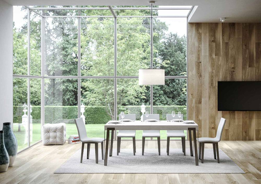 Itamoby Tavolo Rio Allungabile Piano Bianco Frassino 90×180 Allungato 284 Telaio Antracite