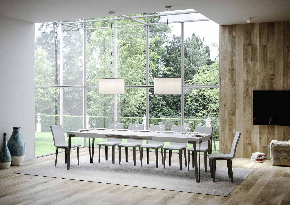 Itamoby Tavolo Rio Allungabile Piano Bianco Frassino 90×180 Allungato 284 Telaio Antracite