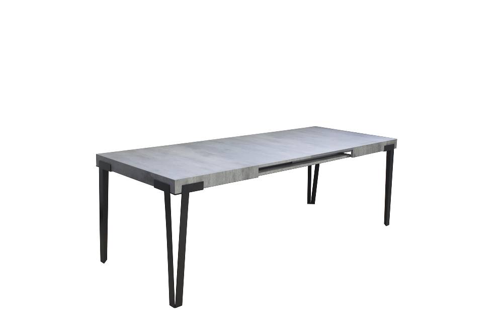 Itamoby Tavolo Rio Allungabile Piano Cemento 90×160 Allungato 264 Telaio Antracite