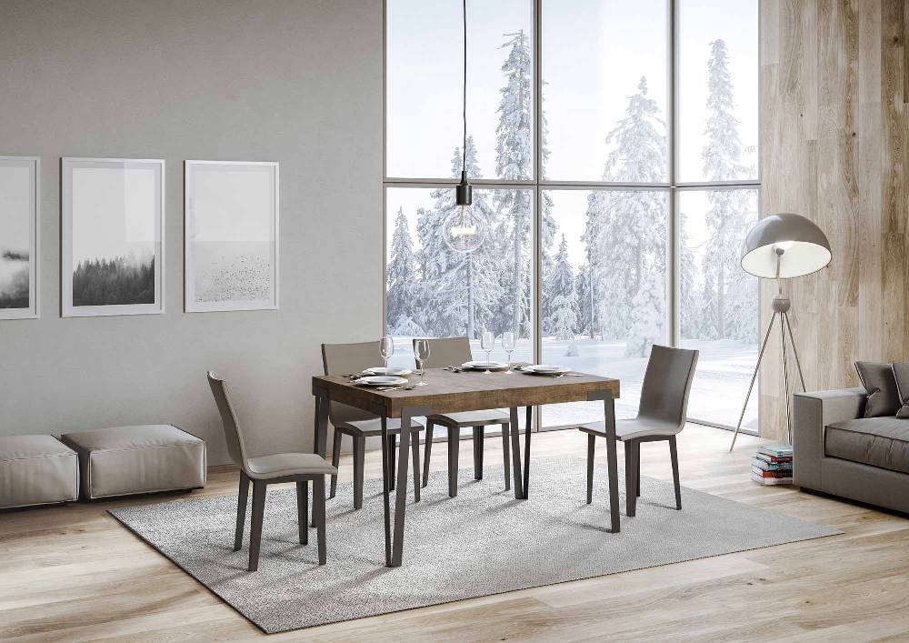 Itamoby Tavolo Rio Allungabile Piano Noce 90×130 Allungato 234 Telaio Antracite