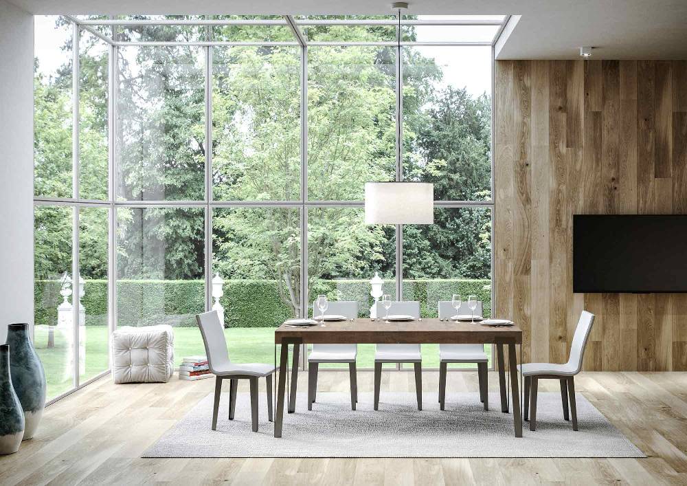 Itamoby Tavolo Rio Allungabile Piano Noce 90×180 Allungato 284 Telaio Antracite