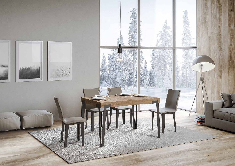 Itamoby Tavolo Rio Allungabile Piano Quercia Natura 90×130 Allungato 234 Telaio Antracite