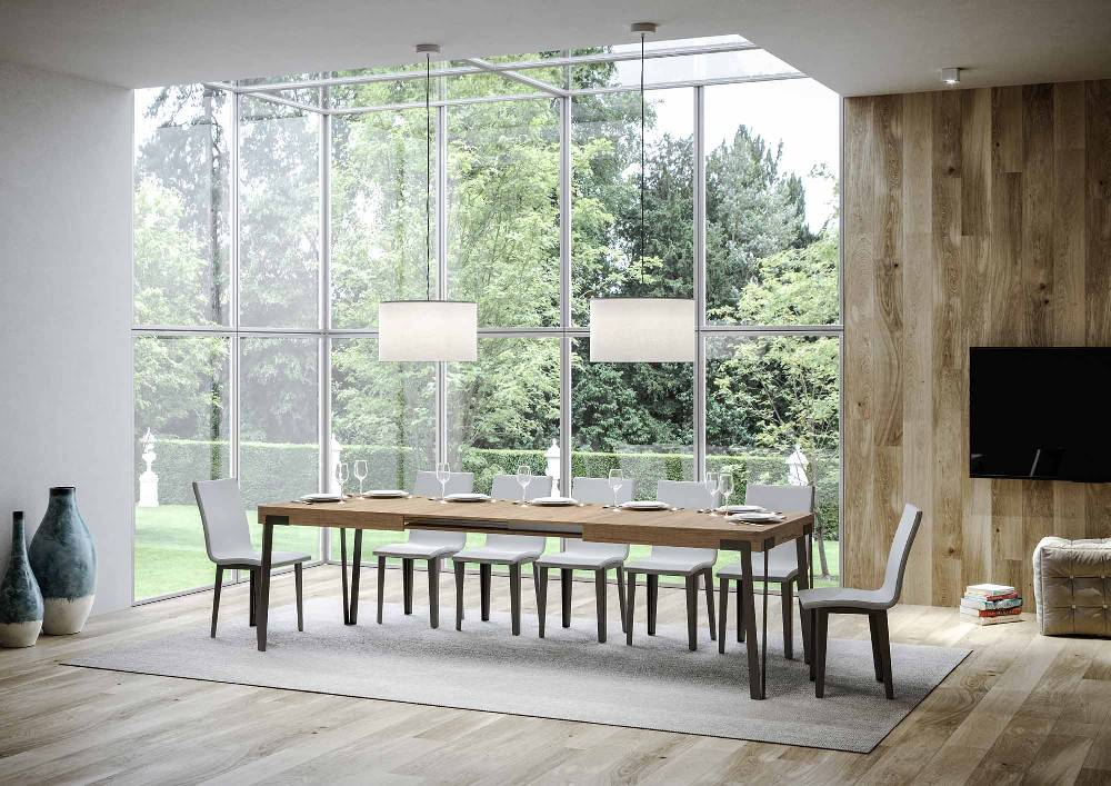 Itamoby Tavolo Rio Allungabile Piano Quercia Natura 90×180 Allungato 284 Telaio Antracite