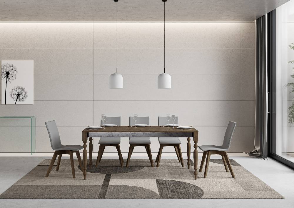 Itamoby Tavolo Romagna Iron Noce 90×160 Allungato 90×264 Telaio Grigio 142