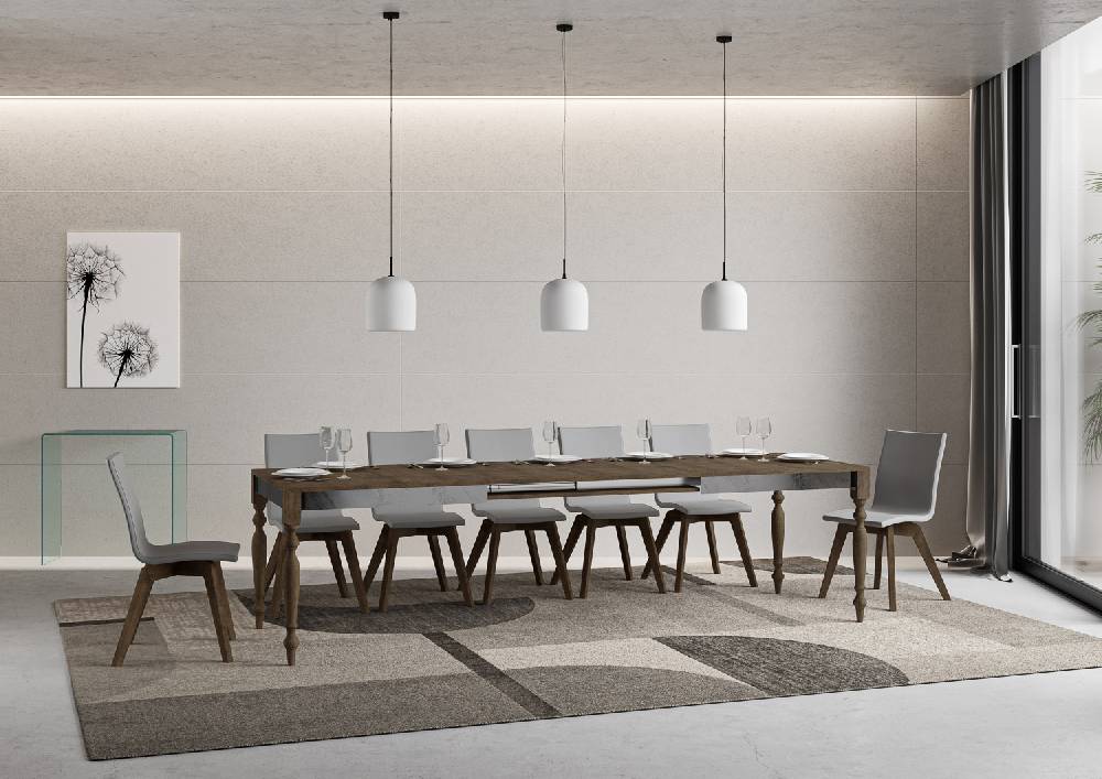 Itamoby Tavolo Romagna Iron Noce 90×160 Allungato 90×264 Telaio Grigio 142