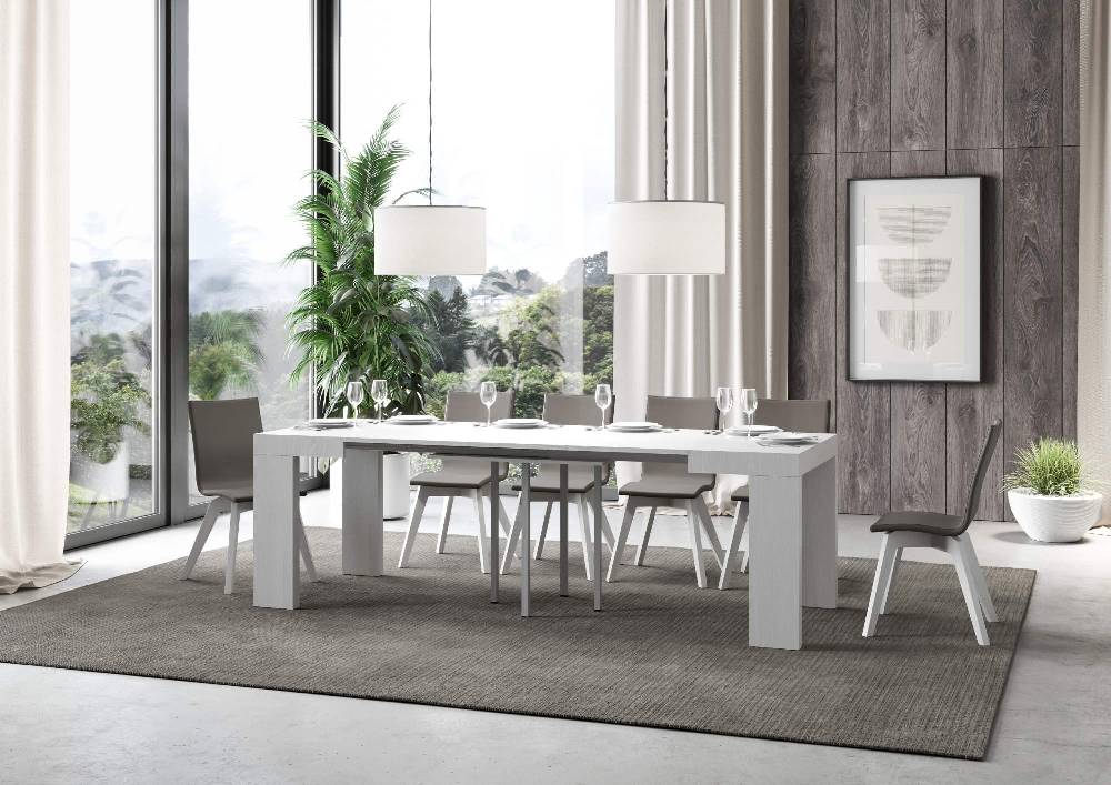 Itamoby Tavolo Roxell Allungabile Bianco Frassino 90×90 Allungato 246