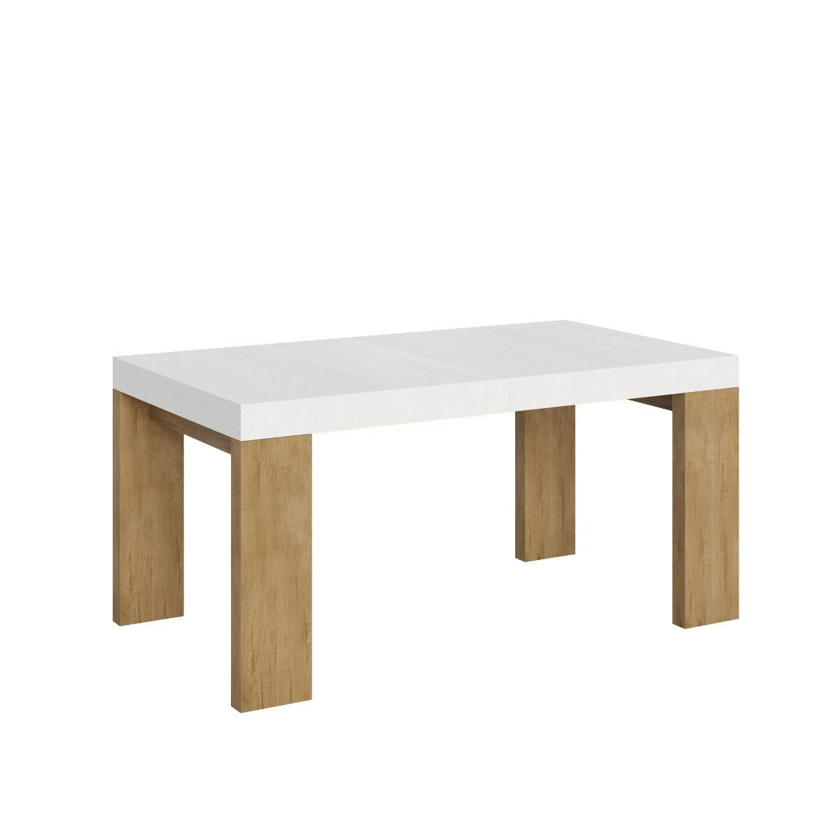 Itamoby Tavolo Roxell Allungabile Piano Bianco Frassino Gambe Quercia Natura 90×160 Allungato 420
