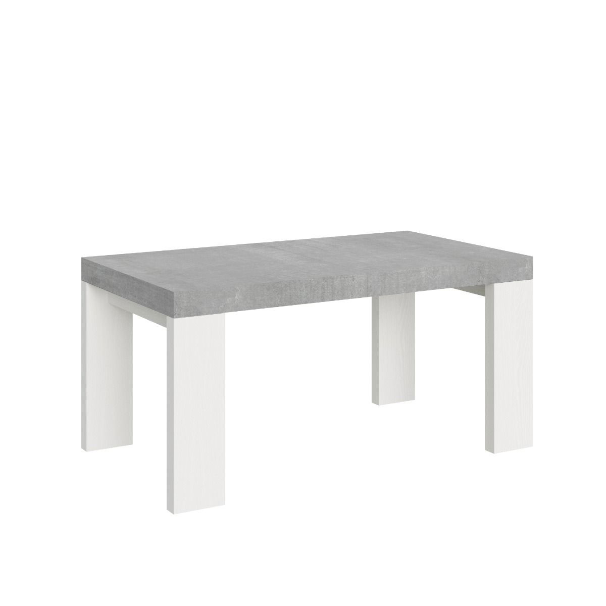 Itamoby Tavolo Roxell Allungabile Piano Cemento Gambe Bianco Frassino 90×160 Allungato 420